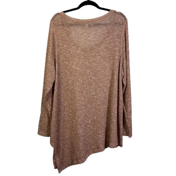 LANE BRYANT Peach Rose Gold Metallic‎ Shimmer Asymmetrical Sweater - Picture 5 of 7